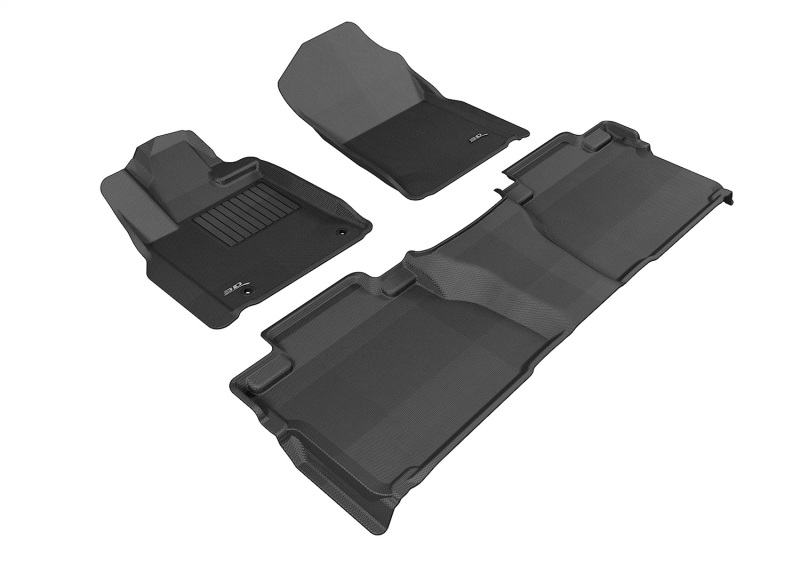Toyota Tundra Double Cab Floor Mat Set - Front and Rear - 3D MAXpider - Kagu Series - Black - `14-`21